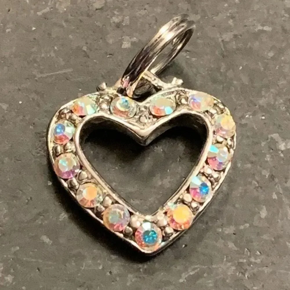 Sterling Silver 925 Open Heart Pendant Charm for Necklace or Bracelet - Pavé Cry